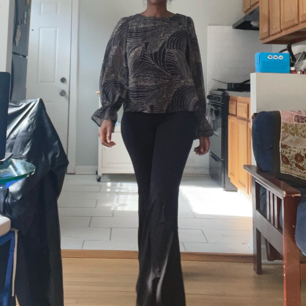 Dress Forum Black and White Patterned Sheer Blouse